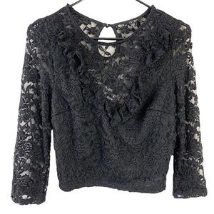 Lace ruffle sheer top women’s Size Medium